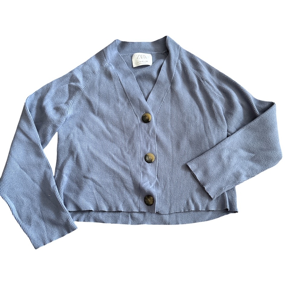 Zara Kids Blue Button-Up Cardigan - size 13/14